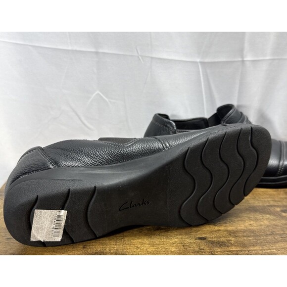 Clarks Women's Cheyn Madi Slip-On Black Leather Loafers Shoes Size 11 - Picture 14 of 15